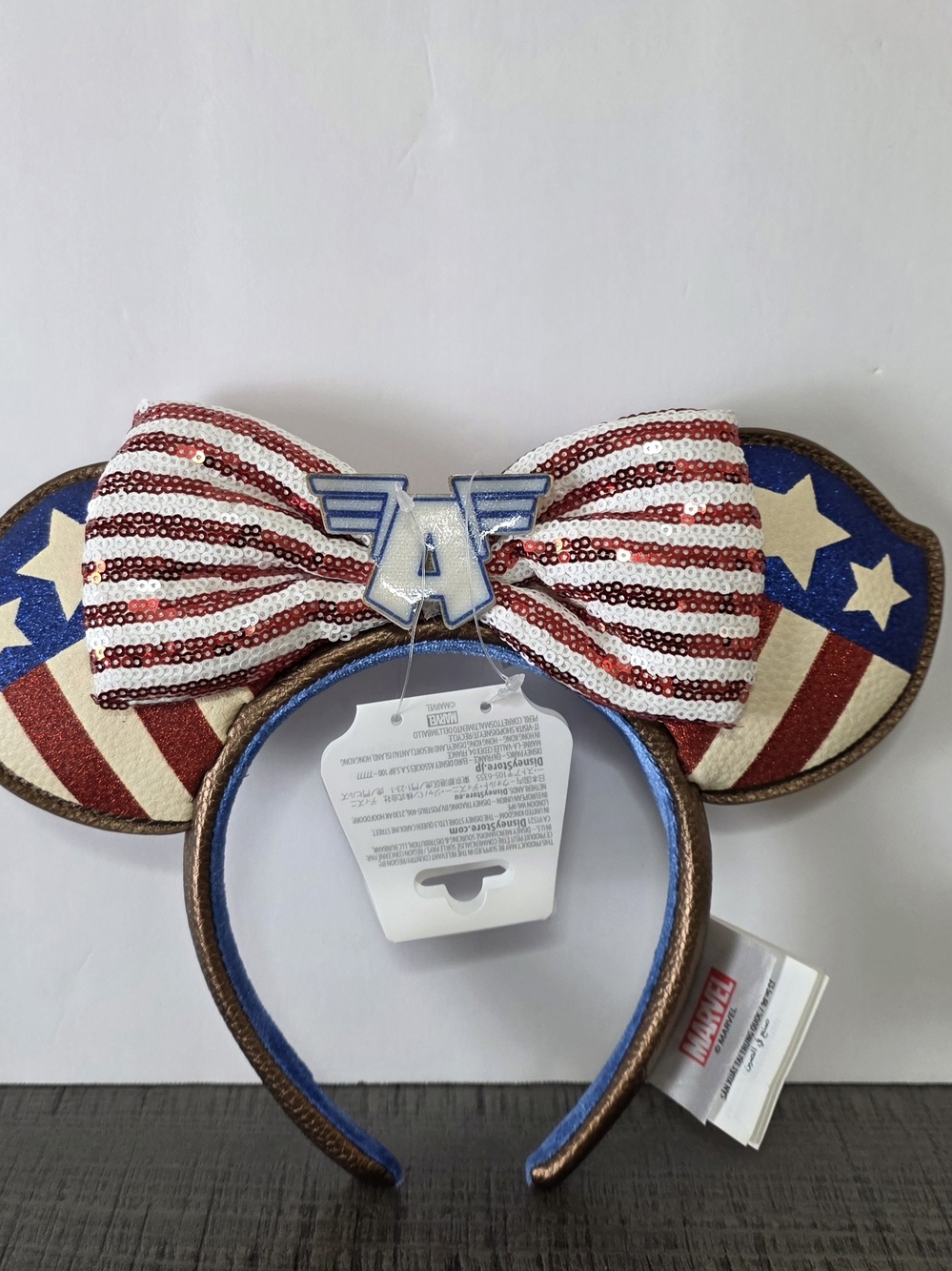 Marvel Captain America-Inspired Sequin Bow Ear Headband - Red, White & Blue